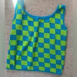 vintage checkered knit vest/tank top